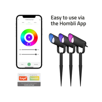 hombli-outdoor-smart-spot-light-starter-kit-gartenstrahler-3er-rgb image 5