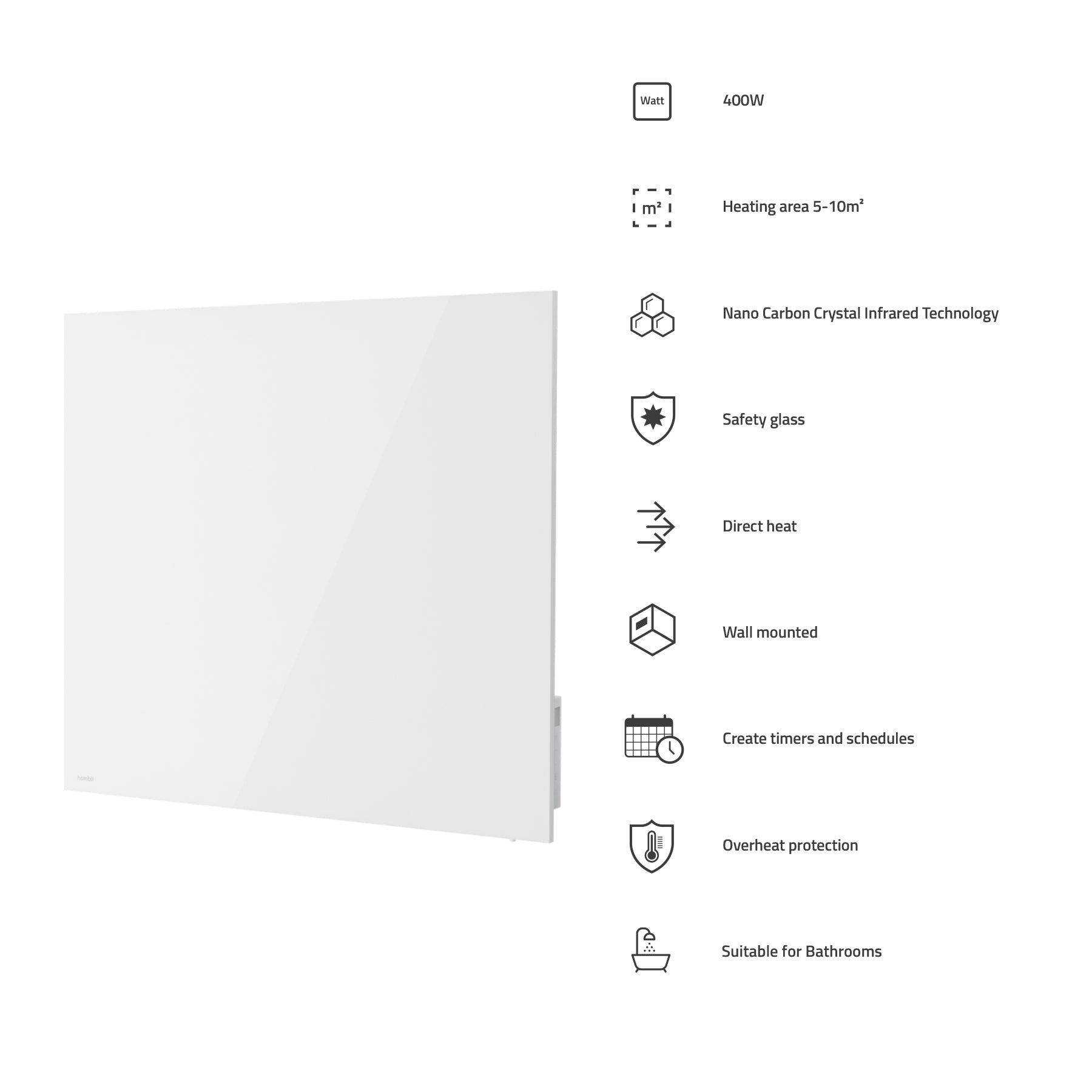hombli-smart-infrared-panel-heater-400w-white-glass-heizpaneel-2 image 6